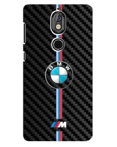 Чехол для Nokia 7 с картинкой «Эмблема BMW и карбон»