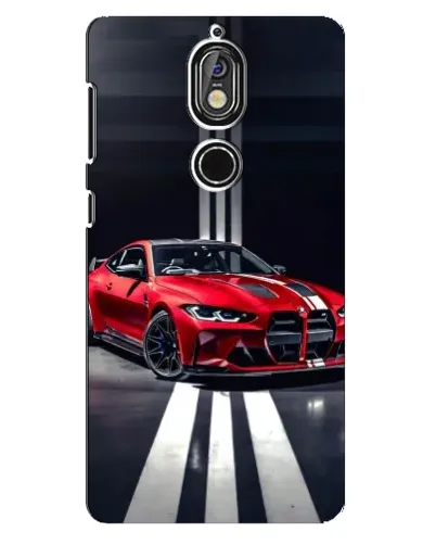 Чехол для Nokia 7 с картинкой «Красная BMW на дороге»