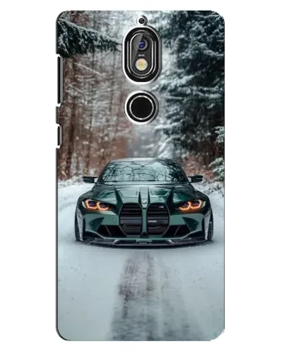 Чехол для Nokia 7 с картинкой «BMW в зимнем лесу»