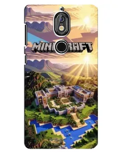 Чехол для Nokia 7 с картинкой «Minecraft панорама»