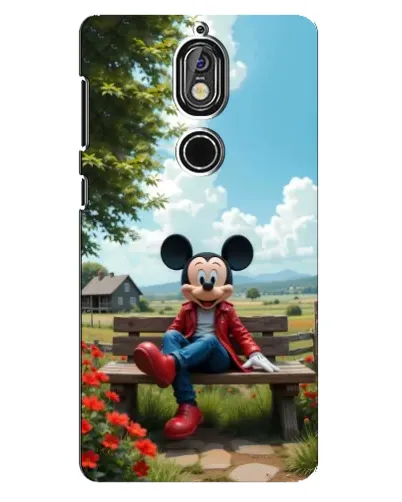 Чехол для Nokia 7 с картинкой «Микки на скамейке»