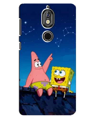 Чехол для Nokia 7 с картинкой «Губка Боб и Патрик ночью»