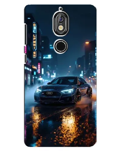 Чехол для Nokia 7 с картинкой «Ночной город и Audi»