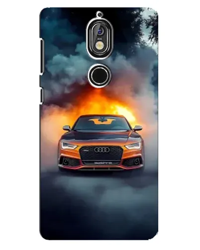 Чехол для Nokia 7 с картинкой «Audi в огненном дыму»