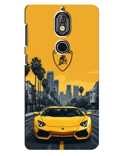 Чехол для Nokia 7 с картинкой «Желтый Lamborghini город»