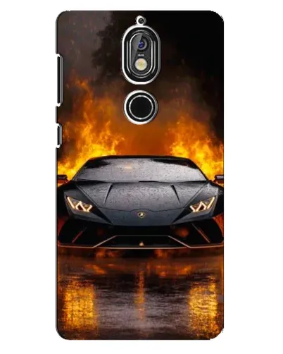 Чехол для Nokia 7 с картинкой «Lamborghini в огне»