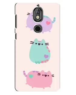 Чехол для Nokia 7 с картинкой «Pusheen трио»