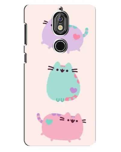 Чехол для Nokia 7 с картинкой «Pusheen трио»