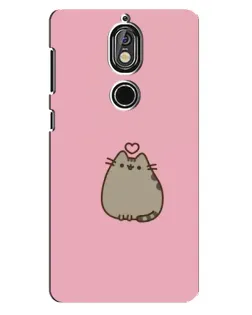 Чехол для Nokia 7 с картинкой «Pusheen сердце»