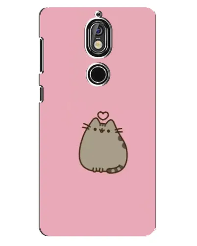 Чехол для Nokia 7 с картинкой «Pusheen сердце»