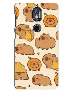 Чехол для Nokia 7 с картинкой «Капибары с апельсинами»