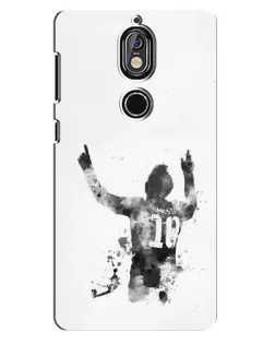Чехол для Nokia 7 с картинкой «Черно-белый силуэт Месси»