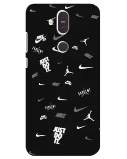 Чехол для Nokia 8.1 (2018) с картинкой «Nike Black Pattern»