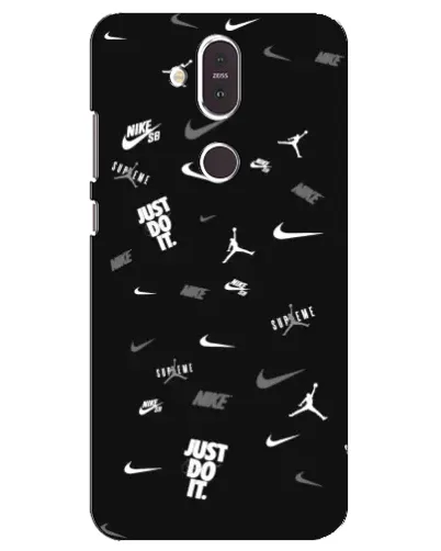 Чехол для Nokia 8.1 (2018) с картинкой «Nike Black Pattern»