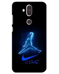 Чехол для Nokia 8.1 (2018) с картинкой «Jordan Neon Blue»