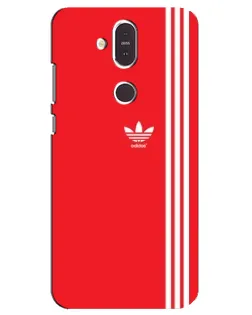 Чехол для Nokia 8.1 (2018) с картинкой «Красный минимализм Adidas»
