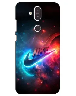 Чехол для Nokia 8.1 (2018) с картинкой «Огненный логотип Nike»