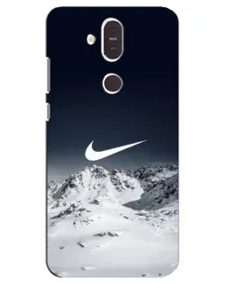Чехол для Nokia 8.1 (2018) с картинкой «Nike — зимние горы»