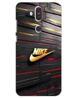 Чехол для Nokia 8.1 (2018) с картинкой «Золотой Nike на металле»