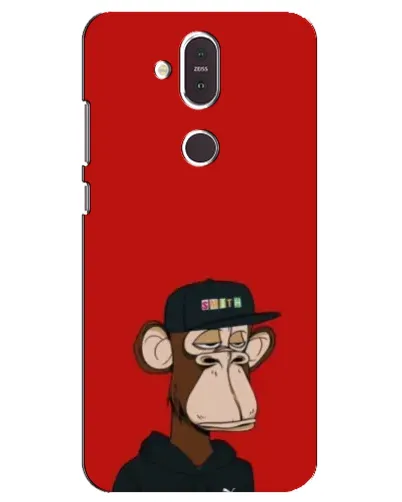 Чехол для Nokia 8.1 (2018) с картинкой «Bored Ape — красный фон»