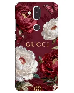 Чехол для Nokia 8.1 (2018) с картинкой «Gucci — бордовые розы»