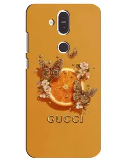 Чехол для Nokia 8.1 (2018) с картинкой «Gucci — золотые бабочки»