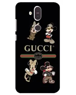Чехол для Nokia 8.1 (2018) с картинкой «Gucci — герои Disney и монограмма»