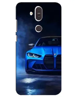 Чехол для Nokia 8.1 (2018) с картинкой «Голубая BMW M4»