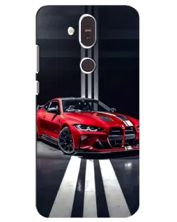 Чехол для Nokia 8.1 (2018) с картинкой «Красная BMW на дороге»