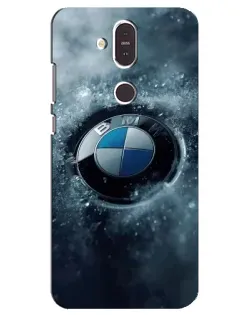 Чехол для Nokia 8.1 (2018) с картинкой «Логотип BMW — лед»