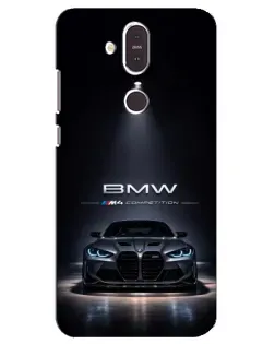 Чехол для Nokia 8.1 (2018) с картинкой «BMW сквозь ночной город»