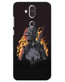 Чехол для Nokia 8.1 (2018) с картинкой «PUBG — огненный силуэт»