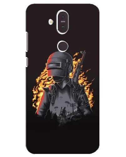 Чехол для Nokia 8.1 (2018) с картинкой «PUBG — огненный силуэт»