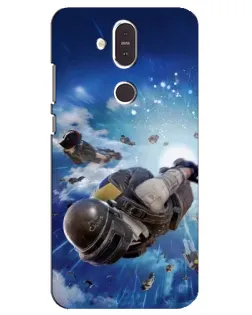 Чехол для Nokia 8.1 (2018) с картинкой «Десант PUBG — прыжок»