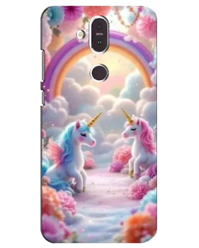 Чехол для Nokia 8.1 (2018) с картинкой «Радуга и единороги»