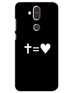 Чехол для Nokia 8.1 (2018) с картинкой «Крест и Сердце»