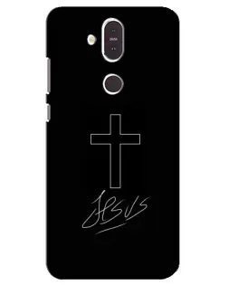 Чехол для Nokia 8.1 (2018) с картинкой «Графический крест Jesus»