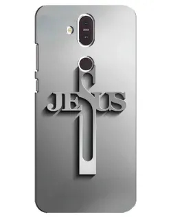 Чехол для Nokia 8.1 (2018) с картинкой «Металлический крест Jesus»