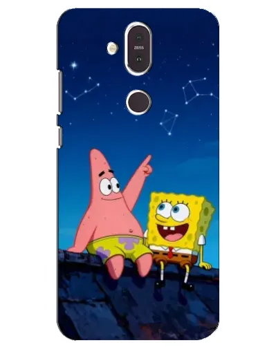 Чехол для Nokia 8.1 (2018) с картинкой «Губка Боб и Патрик ночью»