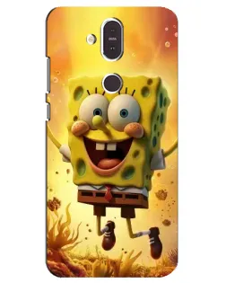 Чехол для Nokia 8.1 (2018) с картинкой «Губка Боб прыгает»