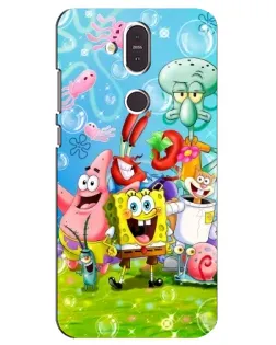 Чехол для Nokia 8.1 (2018) с картинкой «Губка Боб и друзья» Чехол для Nokia 8.1 (2018) с картинкой «Губка Боб и друзья»