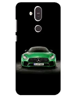Чехол для Nokia 8.1 (2018) с картинкой «Mercedes — неоновый лого»