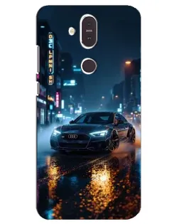 Чехол для Nokia 8.1 (2018) с картинкой «Ночной город и Audi»
