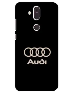 Чехол для Nokia 8.1 (2018) с картинкой «Audi — золотой логотип»