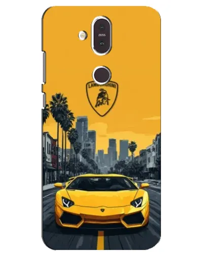 Чехол для Nokia 8.1 (2018) с картинкой «Желтый Lamborghini город»