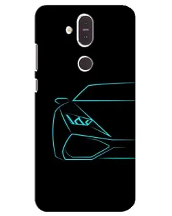 Чехол для Nokia 8.1 (2018) с картинкой «Голубой силуэт Lamborghini» Чехол для Nokia 8.1 (2018) с картинкой «Голубой силуэт Lamborghini»