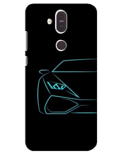 Чехол для Nokia 8.1 (2018) с картинкой «Голубой силуэт Lamborghini»