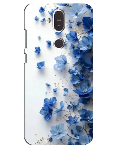 Чехол для Nokia 8.1 (2018) с картинкой «Голубой цветочный каскад»