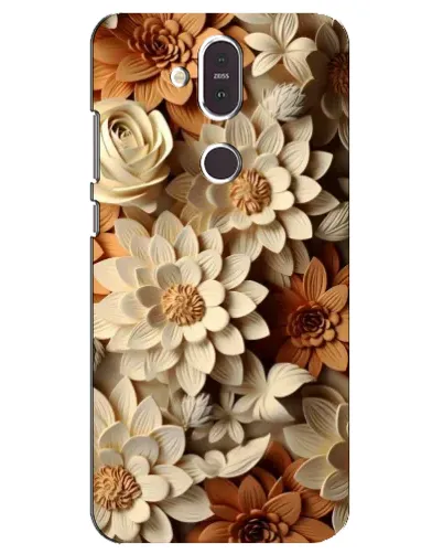 Чехол для Nokia 8.1 (2018) с картинкой «Бежевый флористический декор»
