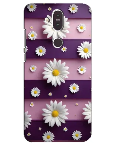 Чехол для Nokia 8.1 (2018) с картинкой «Ромашки на фиолетовом»